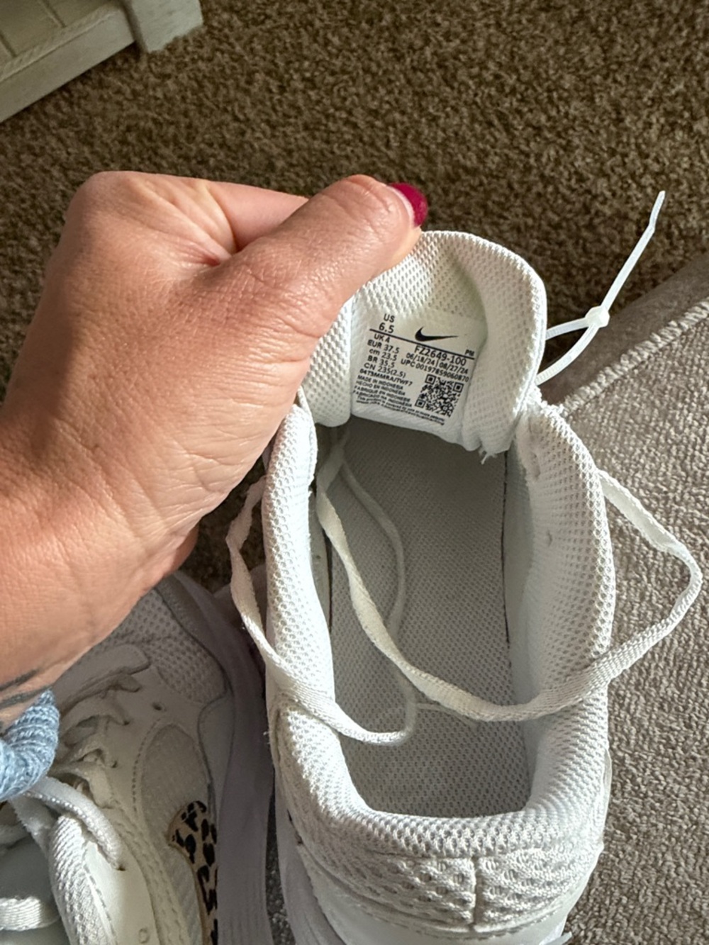 Nike Women's Cream Sneakers with Leopard Swoosh - Picture 7 of 10